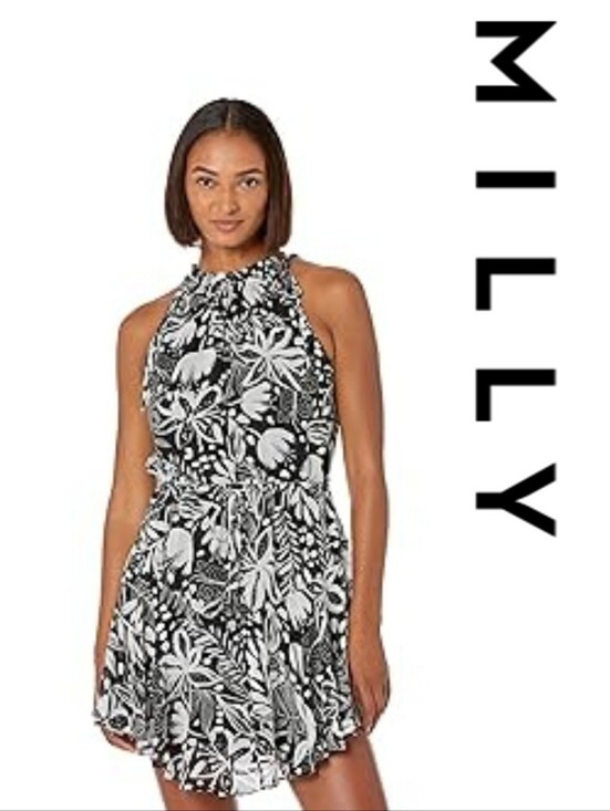 Milly Dresses & Skirts - MILLY Gwin Painted Tiger Lily Dress Black/White 6